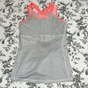 Lululemon Gray Striped Tank Top & Neon Pink Straps